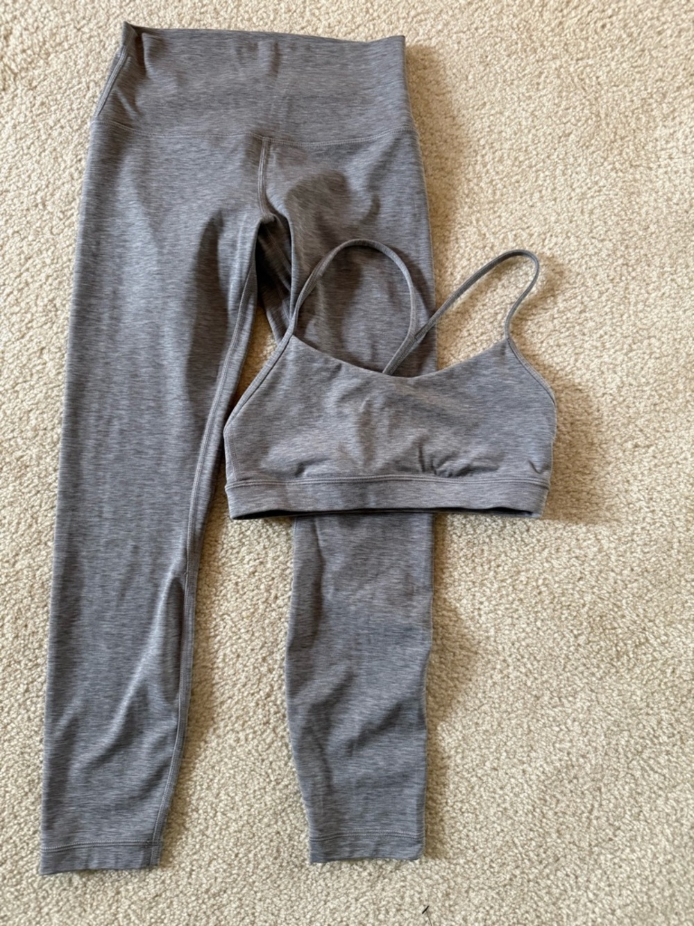 Lululemon gray align leggings and flow y bra set